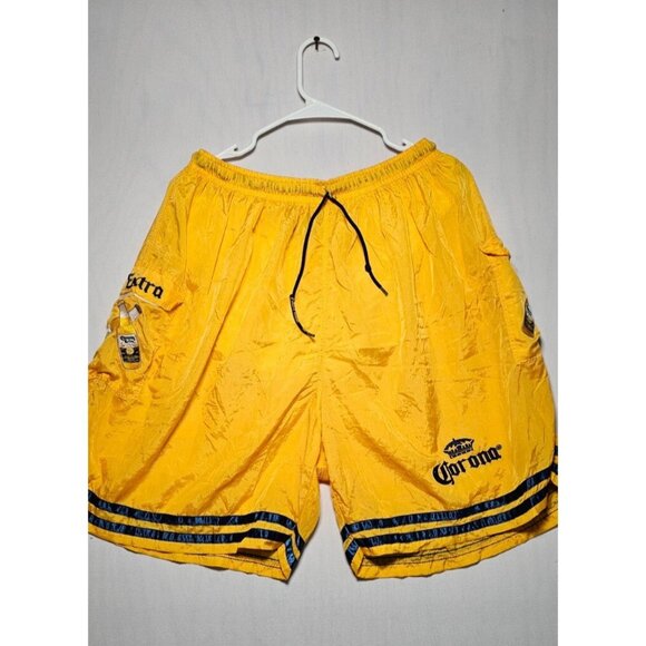Corona Extra Beer Striped Yellow Swim Board Trunks Shorts Adult Size XL